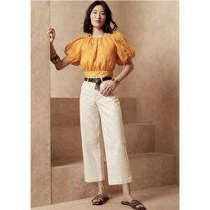 Banana Republic NWT high waist wide leg crop cream jeans waist 34